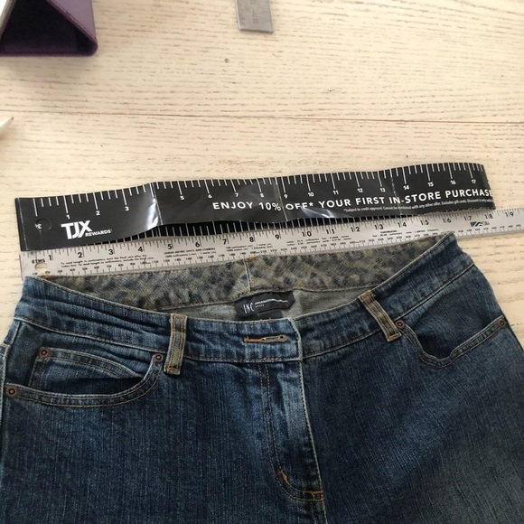 INC International Concepts size 10 blue jeans cropped leopard print cuff - Picture 6 of 16